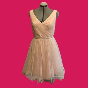 WHITE by Vera Wang Blush Pink Tulle A-Line Dress dogwood print underskirt Sz 8